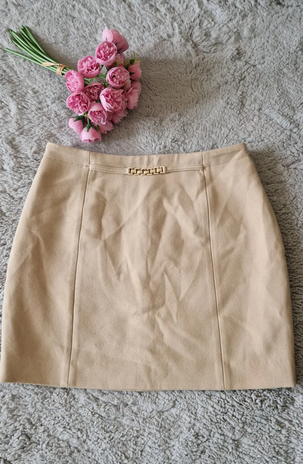Fustă office H&M S | Bej, Mini - Image 2