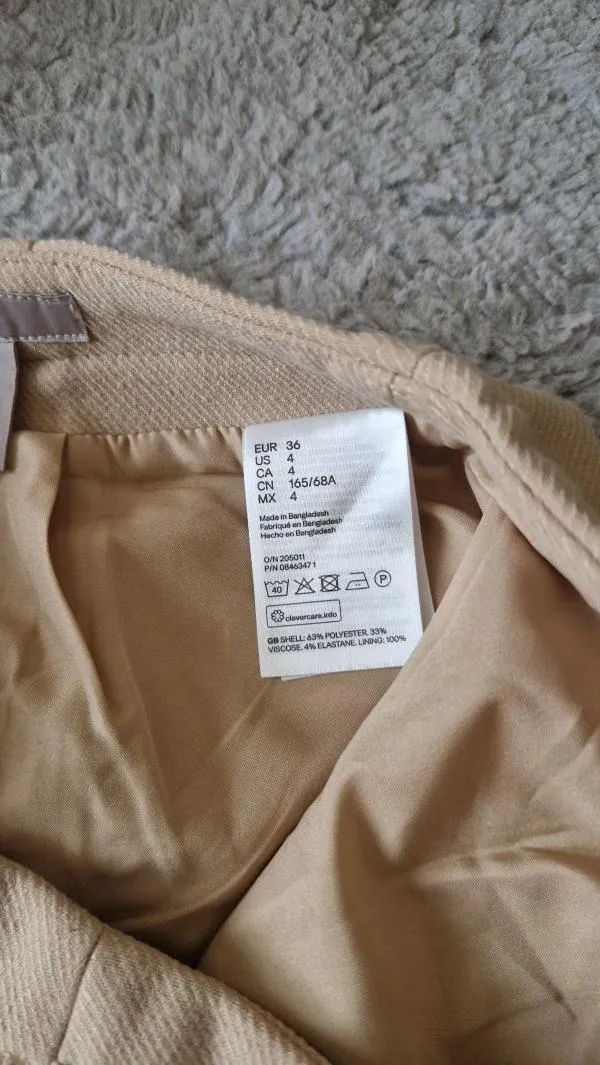 Fustă office H&M S | Bej, Mini - Image 5