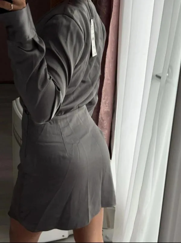 Rochie casual Zara XXL | Gri, Mini, Mânecă lungă - Image 6
