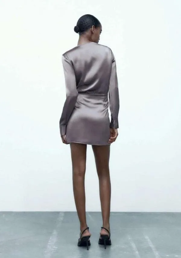 Rochie casual Zara XXL | Gri, Mini, Mânecă lungă - Image 3