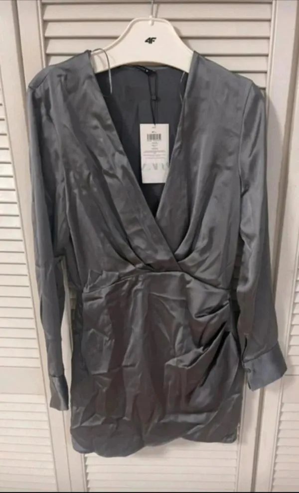 Rochie casual Zara XXL | Gri, Mini, Mânecă lungă - Image 8