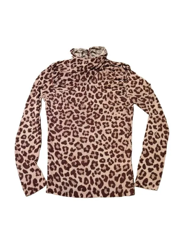 Bluză Zara S | Bej, Normal, Mânecă lungă, Animal print, Vâscoză