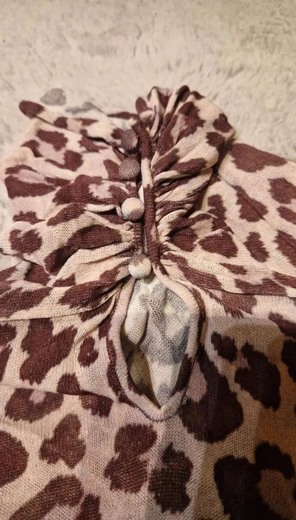 Bluză Zara S | Bej, Normal, Mânecă lungă, Animal print, Vâscoză - Image 3