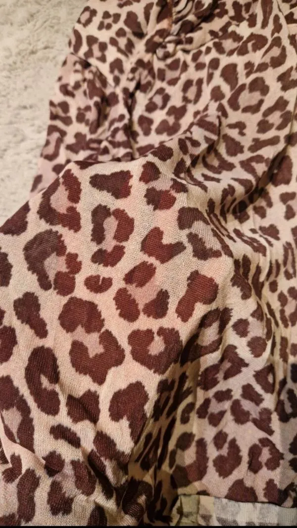 Bluză Zara S | Bej, Normal, Mânecă lungă, Animal print, Vâscoză - Image 5