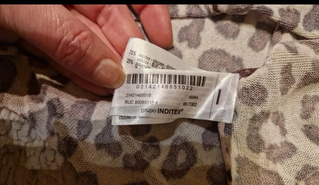 Bluză Zara S | Bej, Normal, Mânecă lungă, Animal print, Vâscoză - Image 9