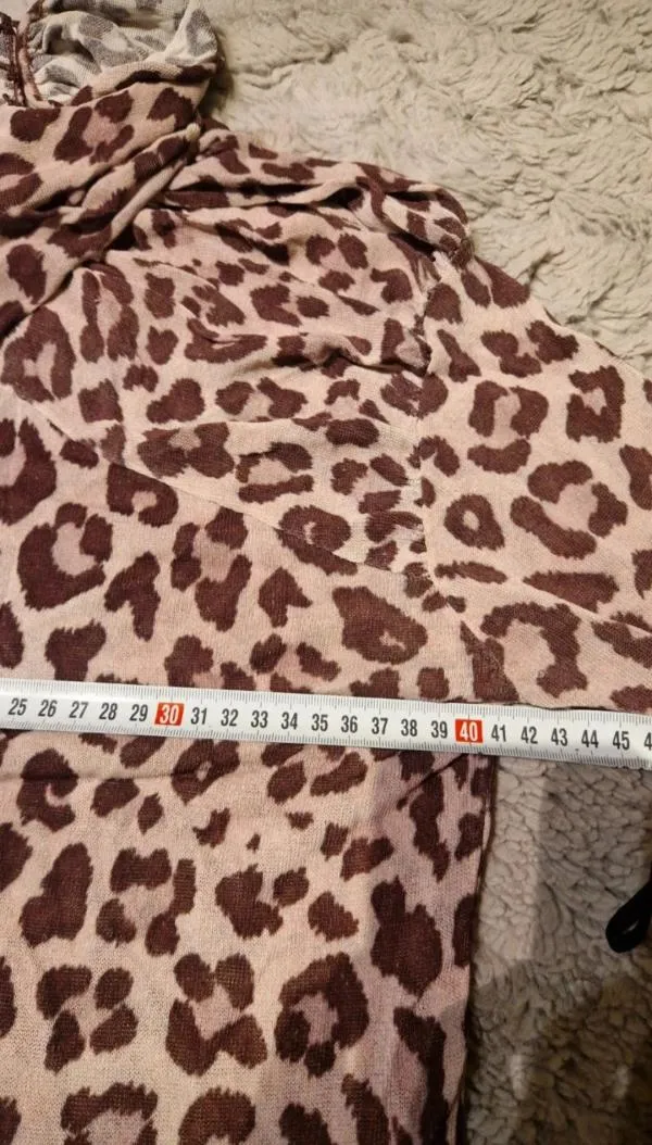 Bluză Zara S | Bej, Normal, Mânecă lungă, Animal print, Vâscoză - Image 10