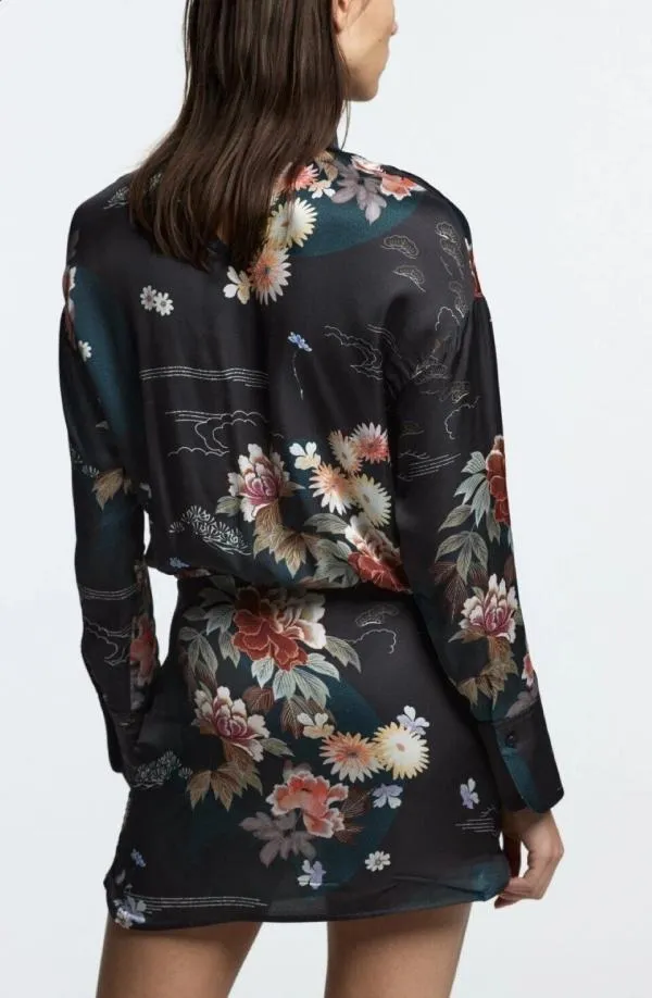 Rochie casual Zara XL | Negru, Mini, Floral & Tropical - Image 3