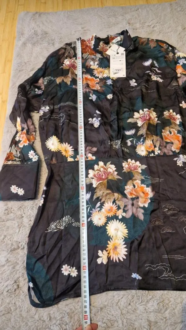 Rochie casual Zara XL | Negru, Mini, Floral & Tropical - Image 7