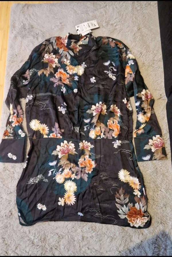Rochie casual Zara XL | Negru, Mini, Floral & Tropical - Image 9