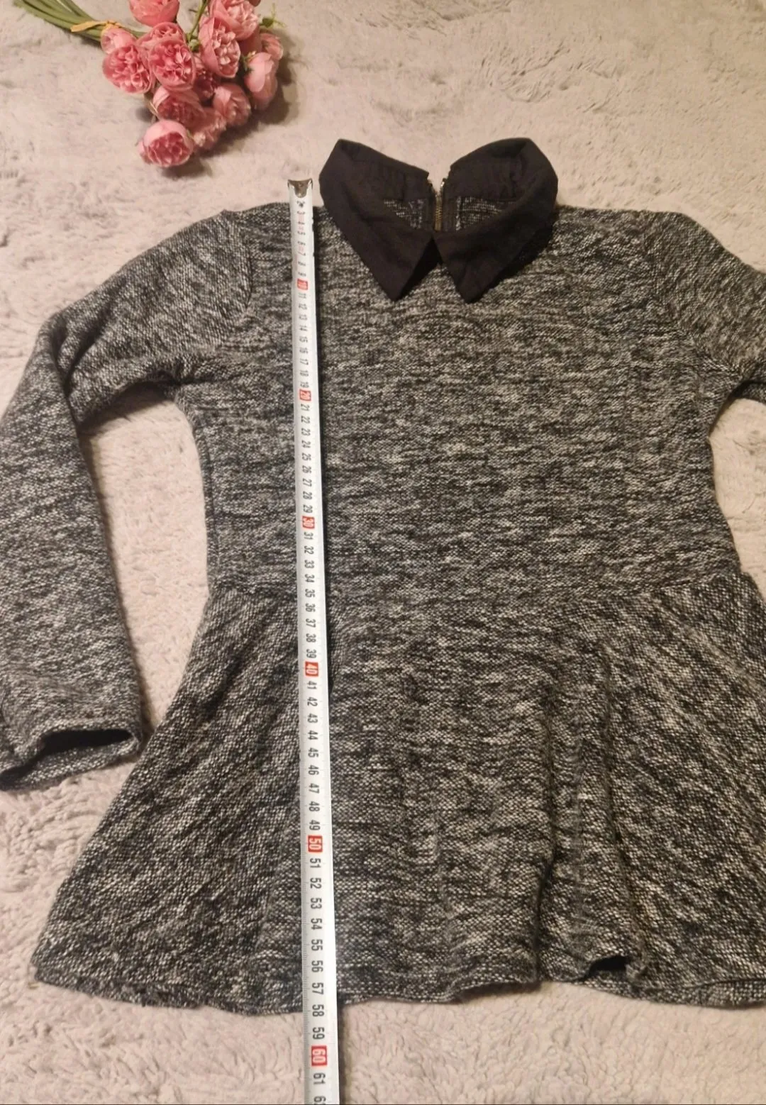 Pulover tip peplum S | Negru, Normal, Mânecă lungă, Regular fit, Volane - Image 4