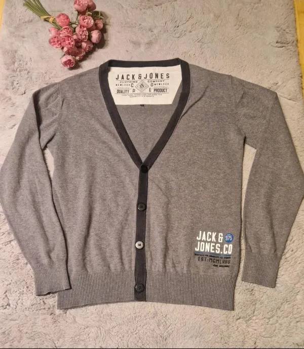 Cardigan Jack&Jones S | Gri, Mânecă lungă, Bumbac - Image 2