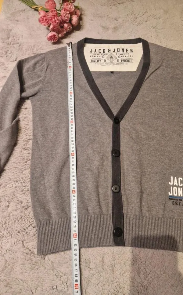 Cardigan Jack&Jones S | Gri, Mânecă lungă, Bumbac - Image 6