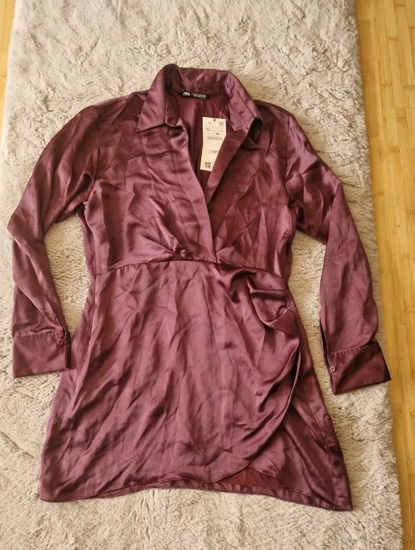 Rochie casual Zara XL | Mov, Mini, Drapat - Image 6