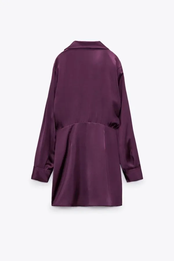 Rochie casual Zara XL | Mov, Mini, Drapat - Image 5