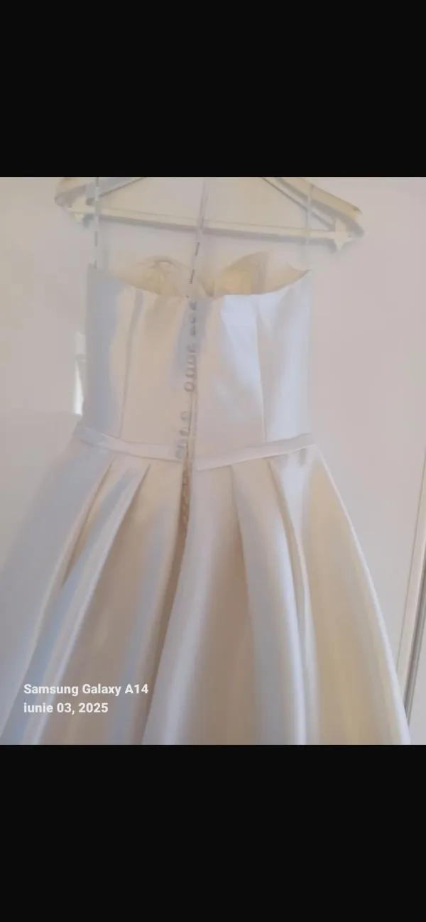 Rochie de mireasă Pronovias S | Alb, Maxi, Cu umerii goi, Monocrom, Satinat - Image 5