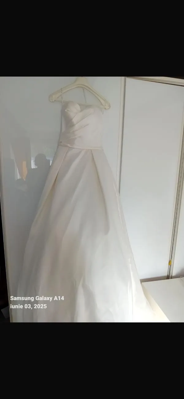 Rochie de mireasă Pronovias S | Alb, Maxi, Cu umerii goi, Monocrom, Satinat - Image 8