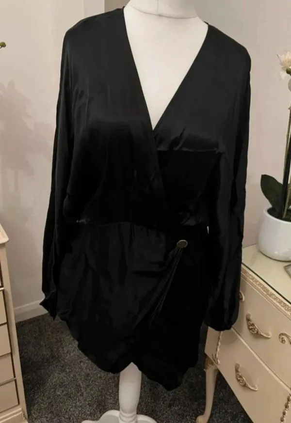 Rochie de seară Zara M | Negru, Mini, Mânecă lungă, Vâscoză - Image 4