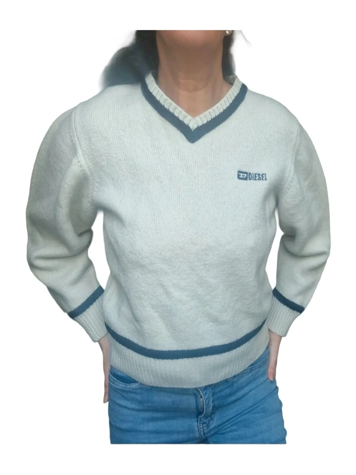 Pulover cu anchior Diesel L | Bej, Normal, Mânecă lungă, Regular fit, Lână