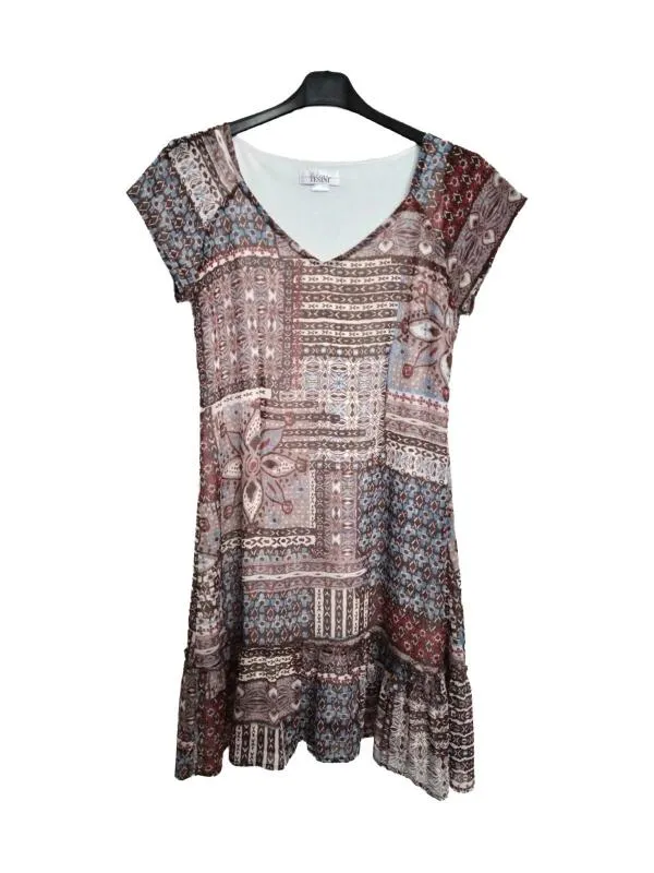 Rochie de vară Linea Tesini EU 38 | Multicolor, Mini, Mânecă scurtă, Floral & Tropical, Poliester