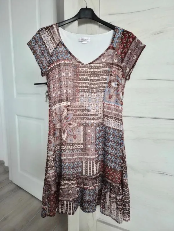 Rochie de vară Linea Tesini EU 38 | Multicolor, Mini, Mânecă scurtă, Floral & Tropical, Poliester - Image 2