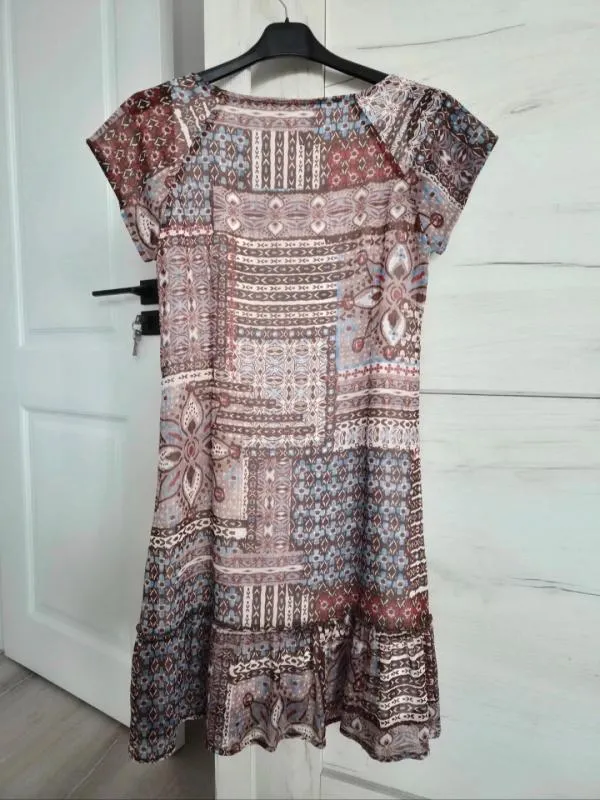 Rochie de vară Linea Tesini EU 38 | Multicolor, Mini, Mânecă scurtă, Floral & Tropical, Poliester - Image 3