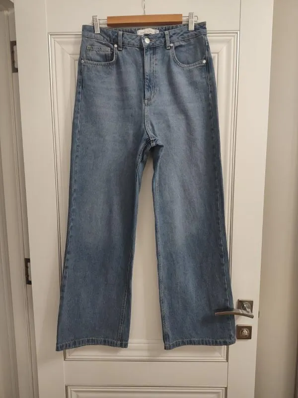 Blugi RGNC x NU-IN M | Albastru, Lungi, Talie înaltă, Wide Leg fit, Monocrom, Bumbac - Image 2