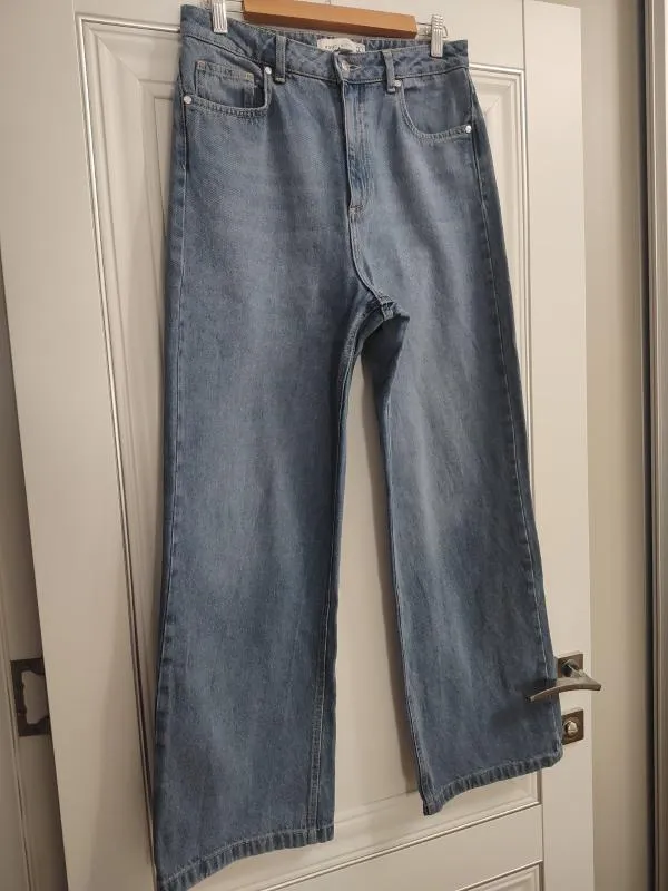 Blugi RGNC x NU-IN M | Albastru, Lungi, Talie înaltă, Wide Leg fit, Monocrom, Bumbac - Image 4