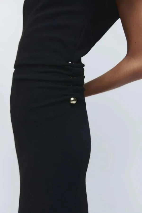 Rochie de seară Zara M | Negru, Maxi, Mânecă scurtă - Image 4