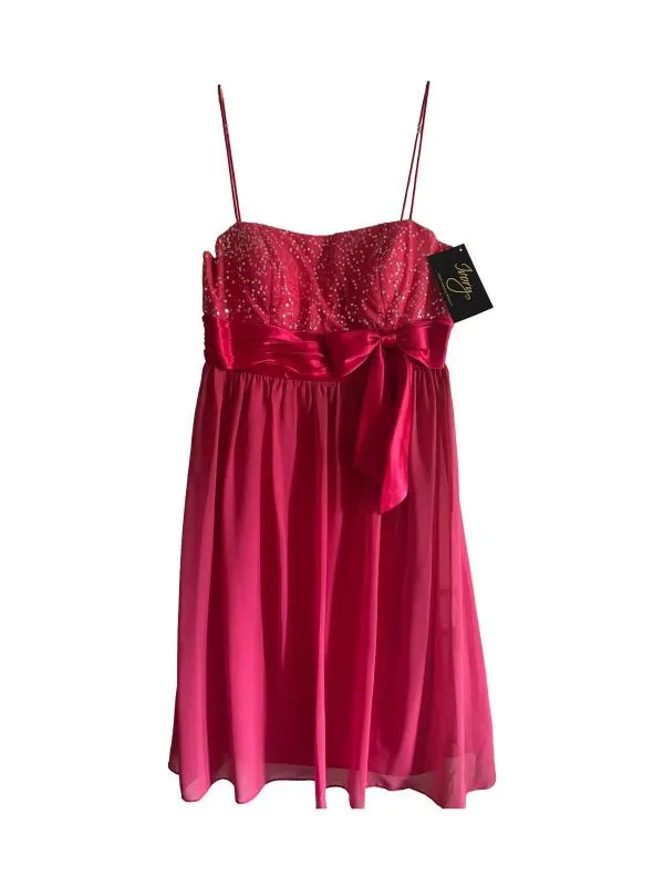 Rochie de seară Ivory S | Fuchsia, Mini, Bretele subțiri, Paiete, Poliester