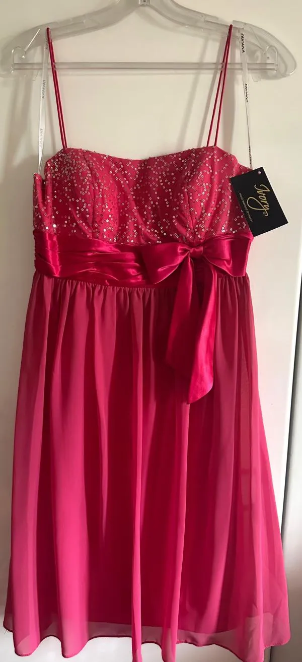 Rochie de seară Ivory S | Fuchsia, Mini, Bretele subțiri, Paiete, Poliester - Image 2