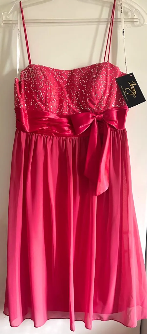 Rochie de seară Ivory S | Fuchsia, Mini, Bretele subțiri, Paiete, Poliester - Image 4