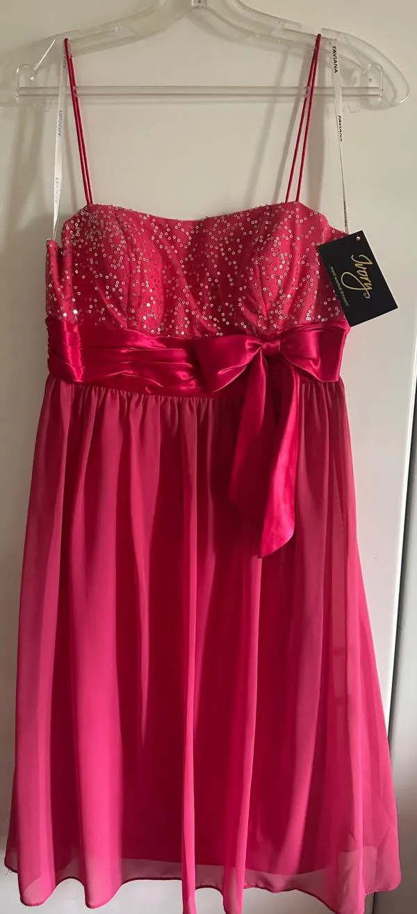 Rochie de seară Ivory S | Fuchsia, Mini, Bretele subțiri, Paiete, Poliester - Image 5