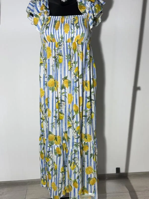 Rochie de vară Next UK 12 | Multicolor, Maxi, Fără mâneci, Floral & Tropical, Volane, Bumbac - Image 4