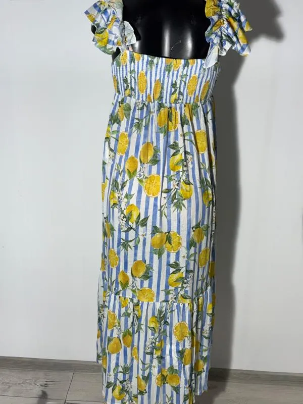 Rochie de vară Next UK 12 | Multicolor, Maxi, Fără mâneci, Floral & Tropical, Volane, Bumbac - Image 5