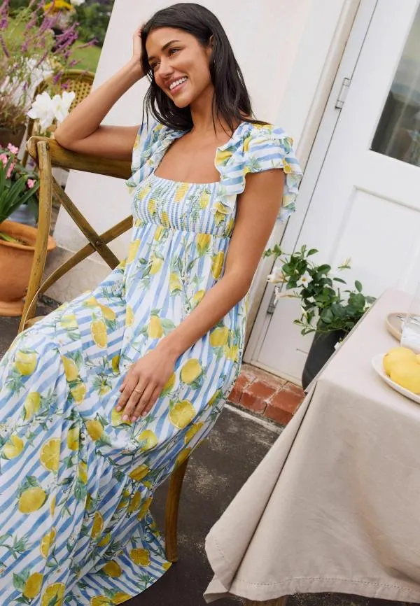 Rochie de vară Next UK 12 | Multicolor, Maxi, Fără mâneci, Floral & Tropical, Volane, Bumbac - Image 3