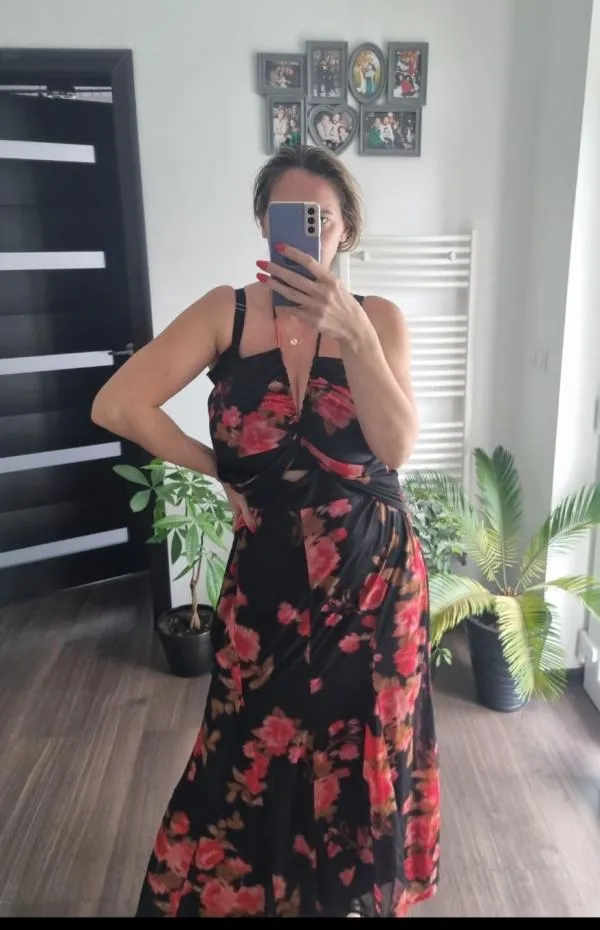 Rochie de seară ASOS XL | Multicolor, Maxi, Bretele după gât, Floral & Tropical, Cu decupaje - Image 4