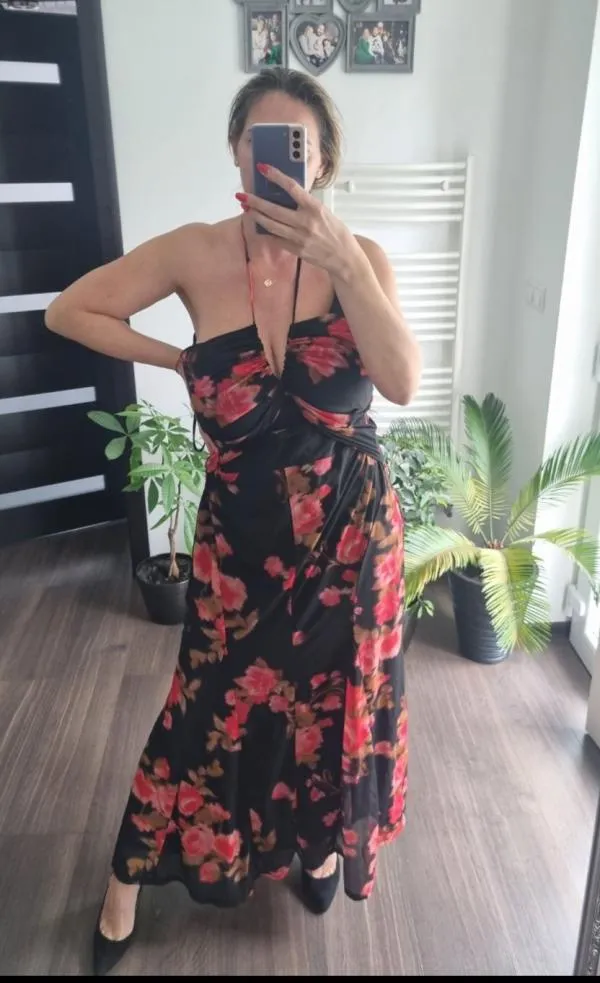 Rochie de seară ASOS XL | Multicolor, Maxi, Bretele după gât, Floral & Tropical, Cu decupaje - Image 5