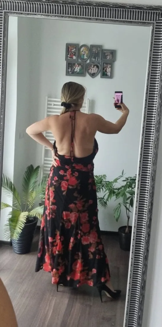 Rochie de seară ASOS XL | Multicolor, Maxi, Bretele după gât, Floral & Tropical, Cu decupaje - Image 6