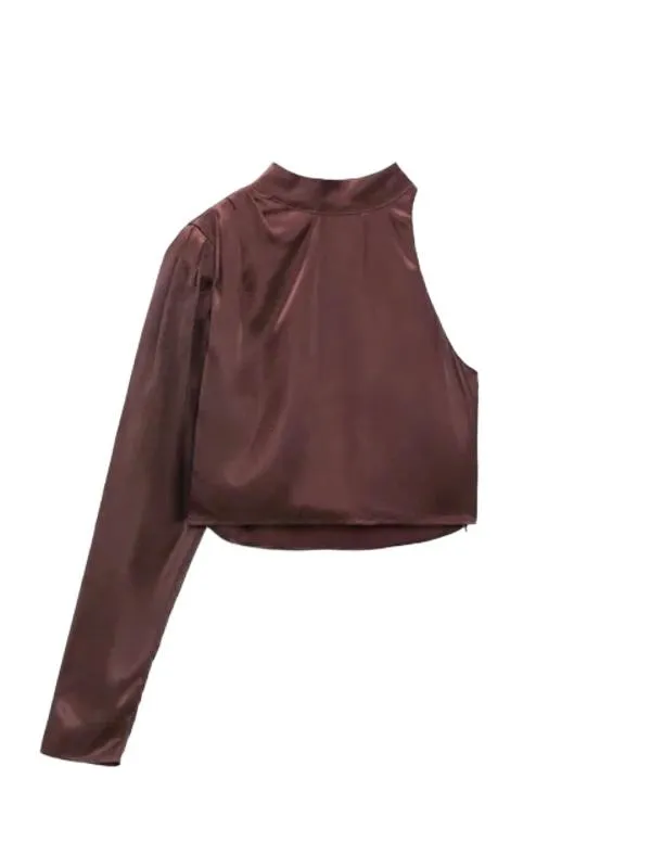 Top cropped Zara L | Maro, Cropped (Scurt), Pe un umăr