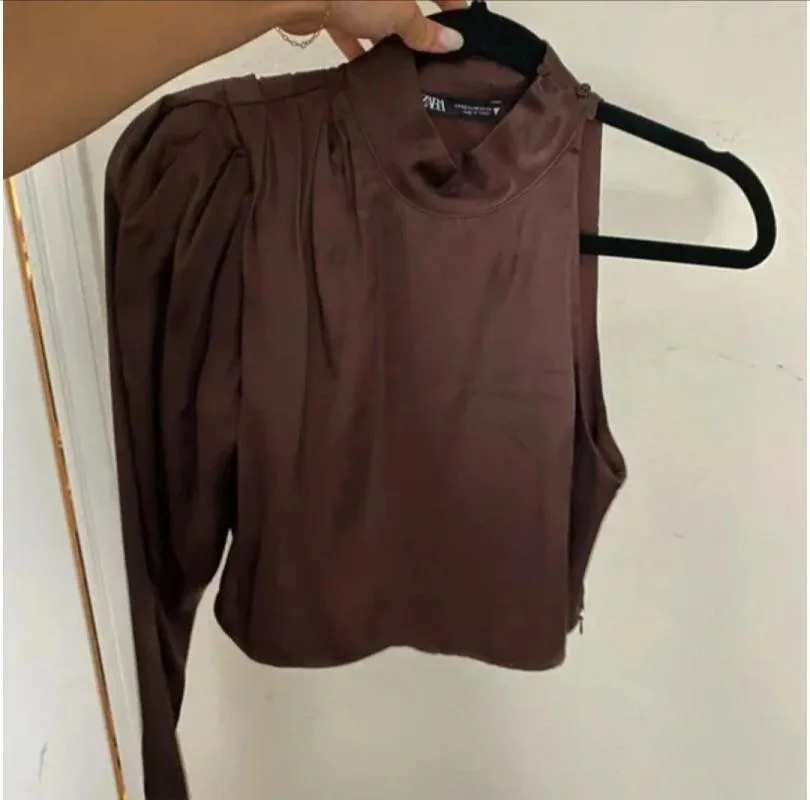 Top cropped Zara L | Maro, Cropped (Scurt), Pe un umăr - Image 4