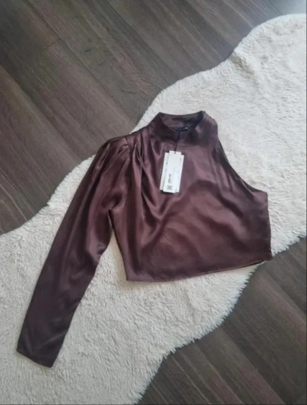 Top cropped Zara L | Maro, Cropped (Scurt), Pe un umăr - Image 3
