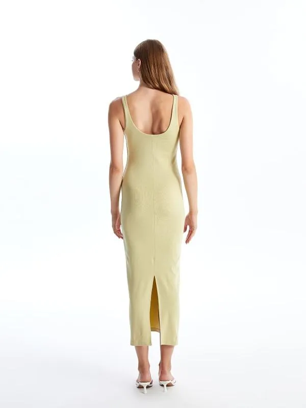 Rochie mulată XSIDE M | Khaki, Maxi, Bretele subțiri, Monocrom - Image 3