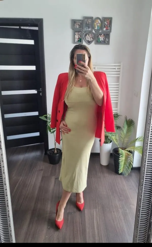 Rochie mulată XSIDE M | Khaki, Maxi, Bretele subțiri, Monocrom - Image 5