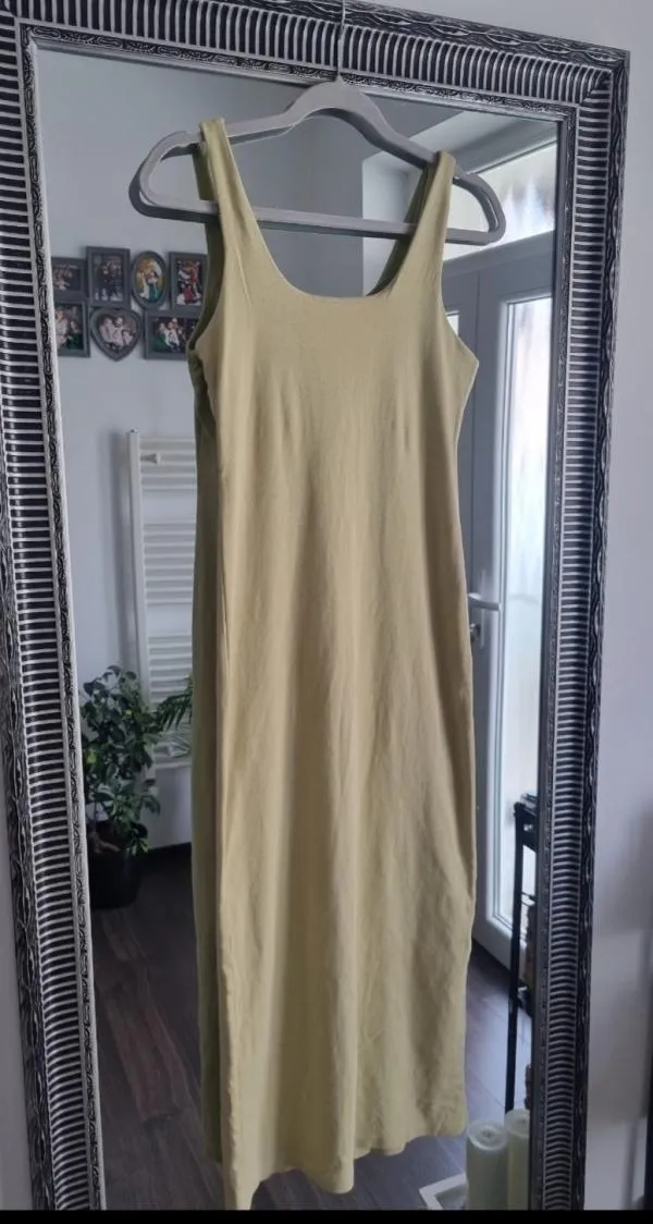 Rochie mulată XSIDE M | Khaki, Maxi, Bretele subțiri, Monocrom - Image 8