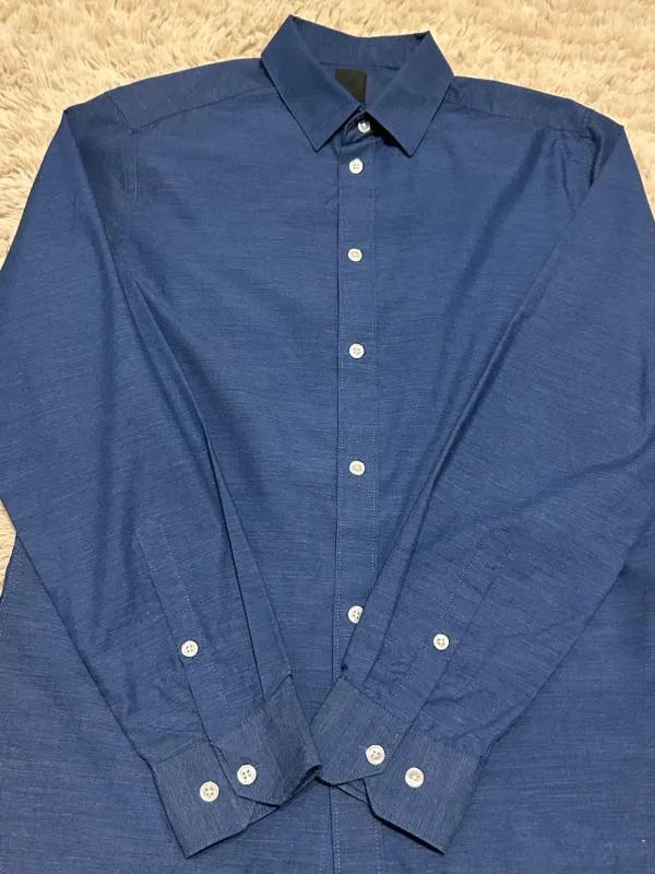 Cămașă H&M M | Bleumarin, Monocrom, Bumbac - Image 2