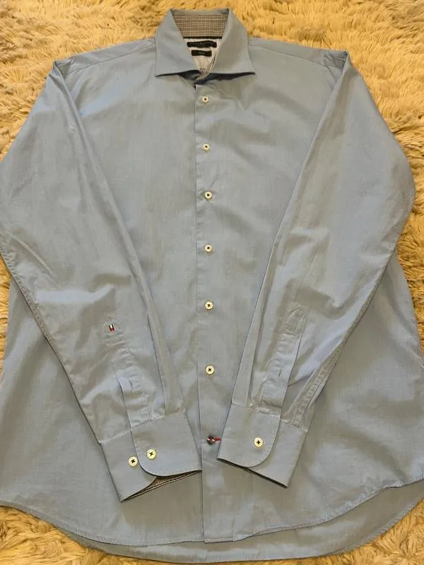 Cămașă Tommy Hilfiger L | Bleu, Monocrom, Bumbac - Image 2