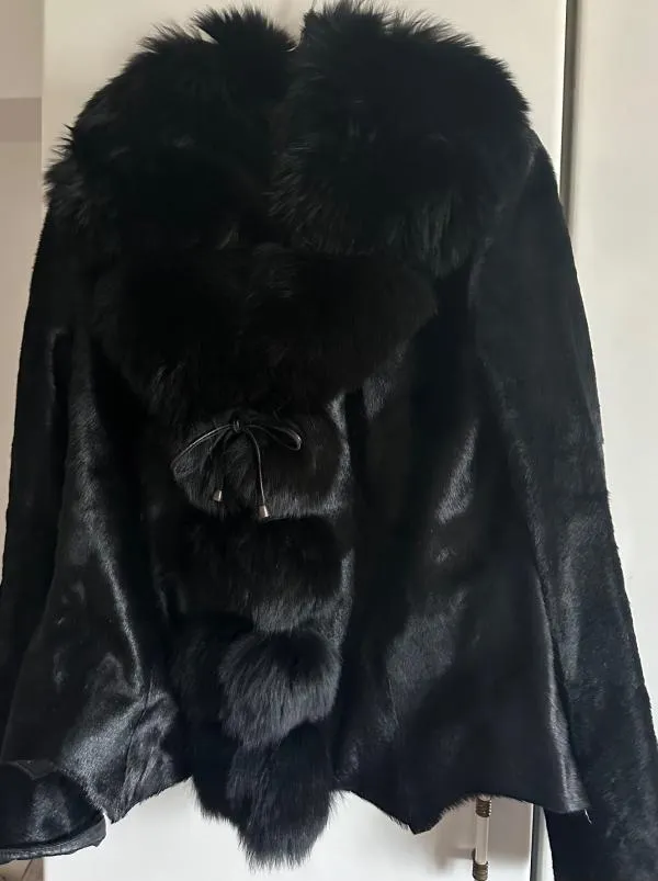 Geacă din blană M | Negru, Fără glugă, Blană naturală - Image 2