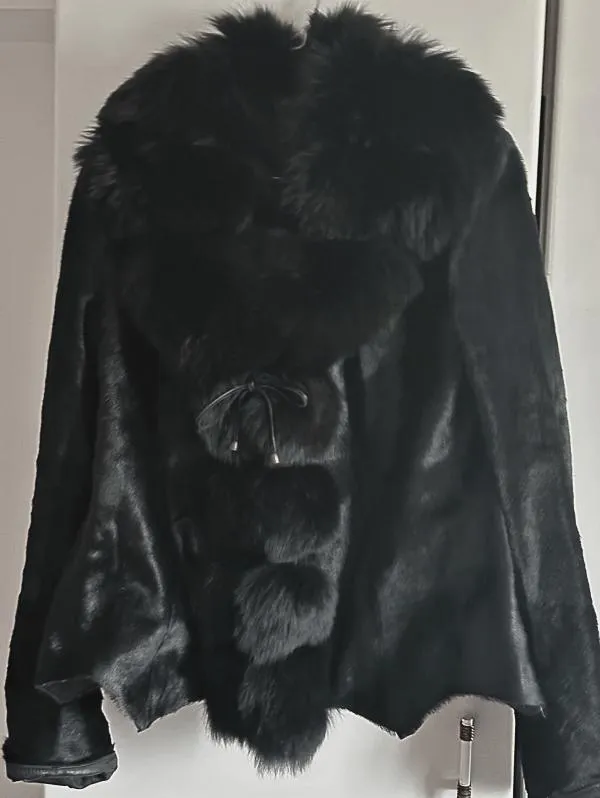 Geacă din blană M | Negru, Fără glugă, Blană naturală - Image 3