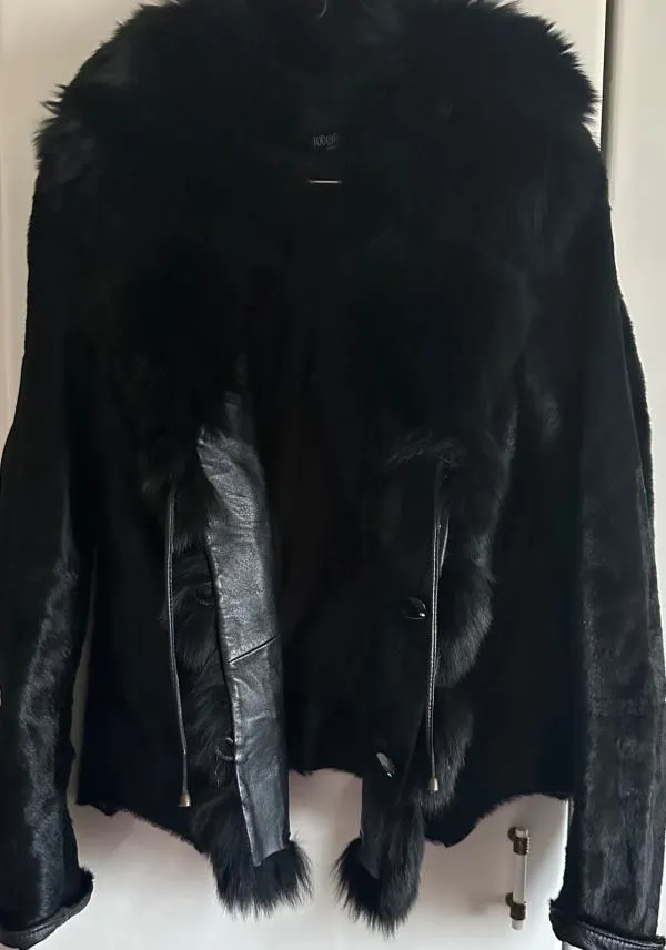 Geacă din blană M | Negru, Fără glugă, Blană naturală - Image 4