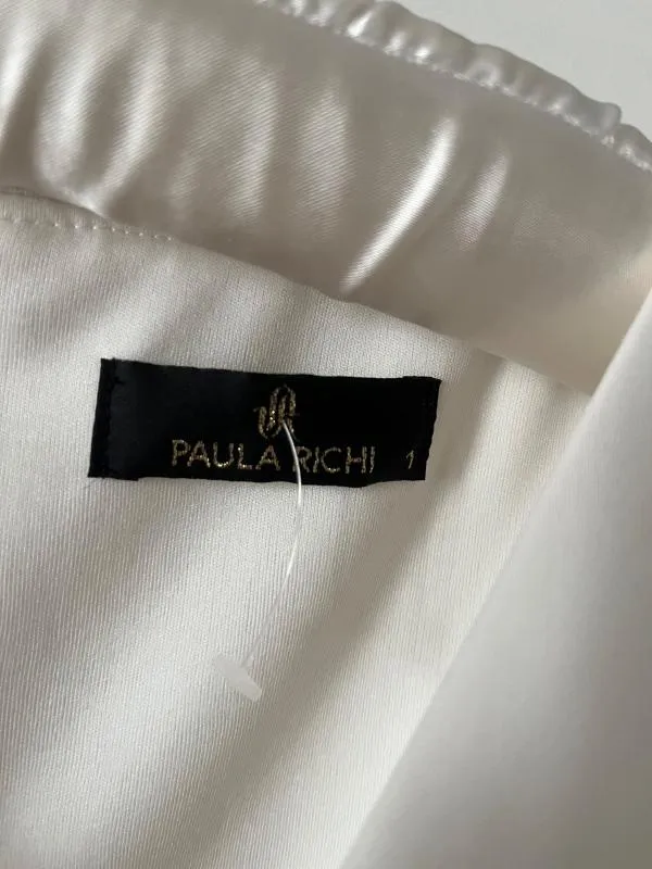 Salopetă Paula Richi S | Alb, Lungă, Mânecă lungă, Monocrom, Pliuri, Elastan - Image 7